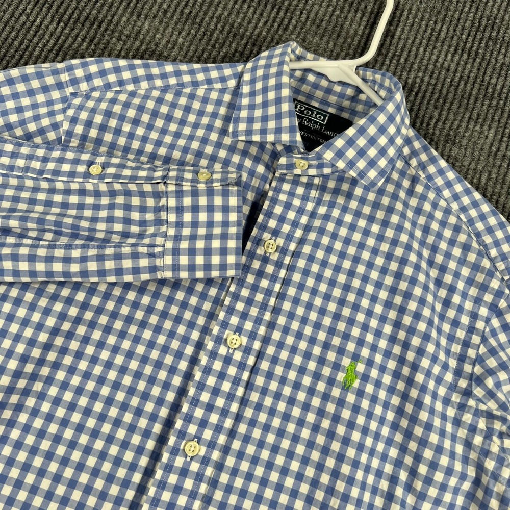 Polo Ralph Lauren Westerton Shirt Mens Small Blue Check Long Sleeve Button Up